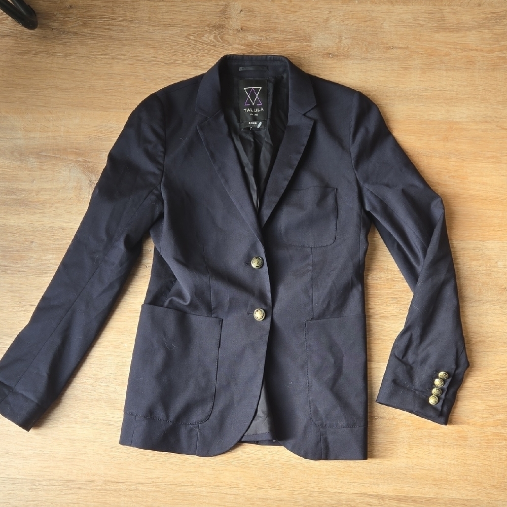 Aritzia Talula Wool Blend Blazer In Navy Sz 4